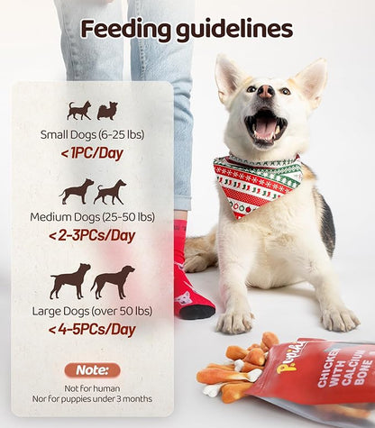 16OZ Dog Chewy Treats, Chicken Calcium Bone Dog Treats, Teeth Clean Training Chewy Snacks Dog Treats for Small Medium Large Dogs