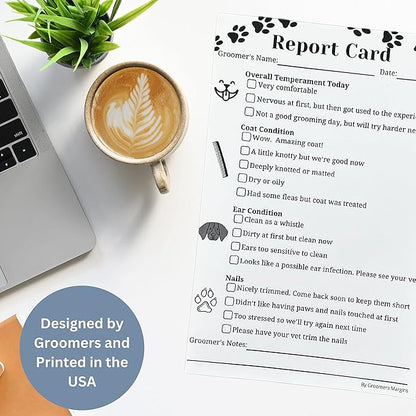 Dog Grooming Report Cards (Pad of 100, 5.5 X 8.5 Inches) Pet groomers report card for grooming salon