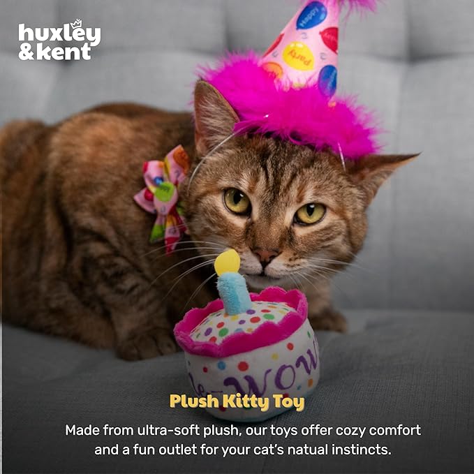 Huxley & Kent Plush Cat Toy - Interactive Catnip Toy for Cats & Kittens - Soft with Crinkle & Catnip - Fun Indoor Play - Mewow Cake