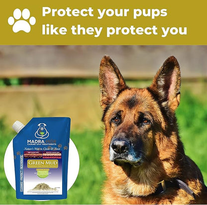 Worldwide Nutrition Bundle: Madra Mor - Dog Essentials Mud Bath, Dog Grooming, Dry Skin for Dogs Treatment, Dog Coat Skin Care Products - 10oz Pouch & Multi-Purpose Key Chain