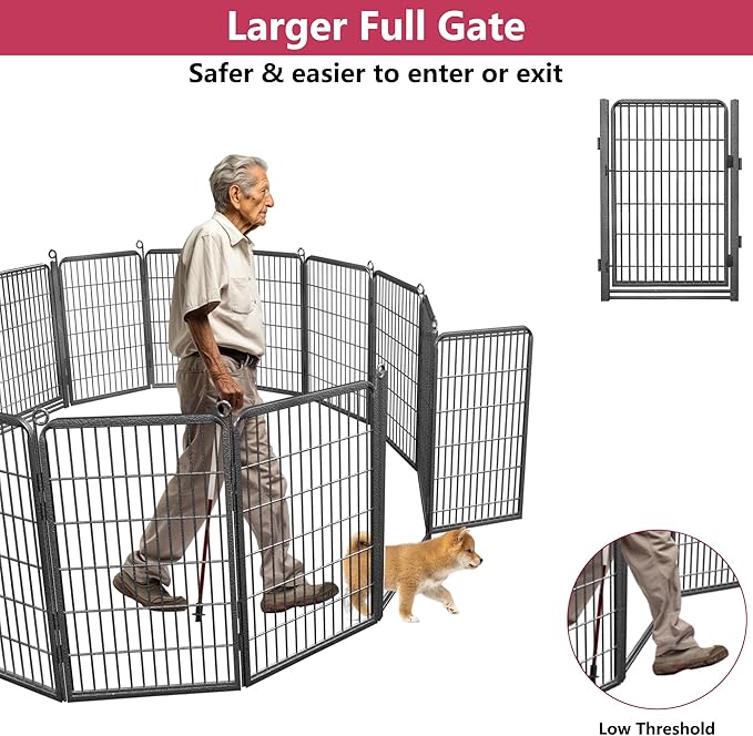 Dog Playpen with Extra Large Door Dog Fence Outdoor for Yard Indoor Dog Pen 40inch 20 Panels Dog Pens Outside Anti-Rust Pet Fence Portable Dog Fence for RV Camping Yard