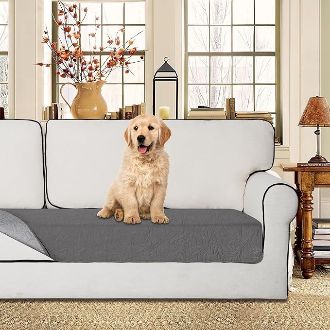 Easy-Going Waterproof Dog Bed Cover Reversible Leak Proof Pet Blanket Replacement Mat for Furniture Washable Couch Cover Sofa Cover for Dogs Cat(30x53 Inch, Gray/Light Gray)