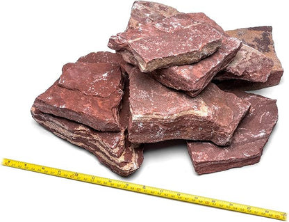 Natural Slate Stone for Aquariums, Fish Tanks, Terrariums, Aquascaping and Amphibian Enclosures, Mix of Large and Medium Size Rocks - by SubstateSource (20 Pounds, Red River)