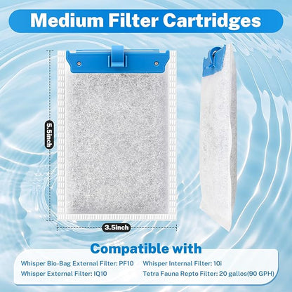 10 pcs Medium Filter Cartridges Compatible with Tetra Whisper Bio-Bag Filters Aquarium Replacement Filter Cartridge for Whisper ReptoFilter and 10i IQ10 PF10 Power Filters