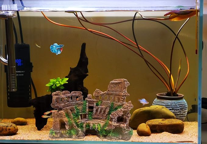 M2cbridge Antique Roman Column Ruins European Castle Aquarium Decorations Fish Tank Hideout Rocks (Roman Column Ruins)