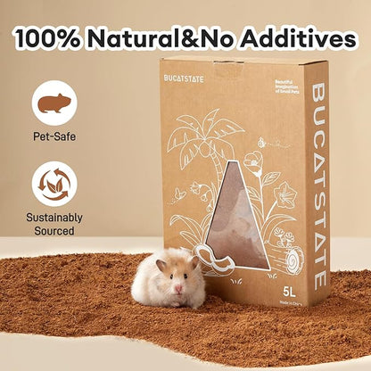 BUCATSTATE 5L Natural Coco Fiber Hamster Bedding, Soft Natural Coco Fiber Substrate for Small Pets & Dwarf Syrian Hamsters, Gerbils, Mice, Low-dust Hamster Hamsters