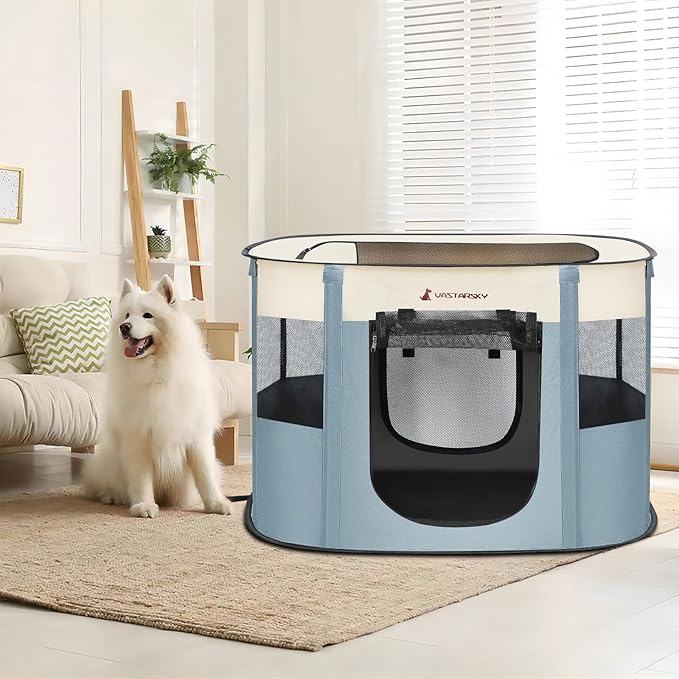 Foldable Pet Playpen,Cat Puppy Playpen,Portable Dog Cage Soft Portable Exercise Kennel Tent,Puppy Kitten Pen Indoors/Outdoors Pet Tent Fence (Large(36"*28"*23"))