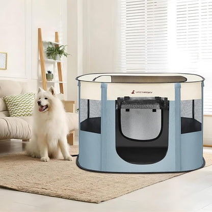 Foldable Pet Playpen,Cat Puppy Playpen,Portable Dog Cage Soft Portable Exercise Kennel Tent,Puppy Kitten Pen Indoors/Outdoors Pet Tent Fence (Large(36"*28"*23"))