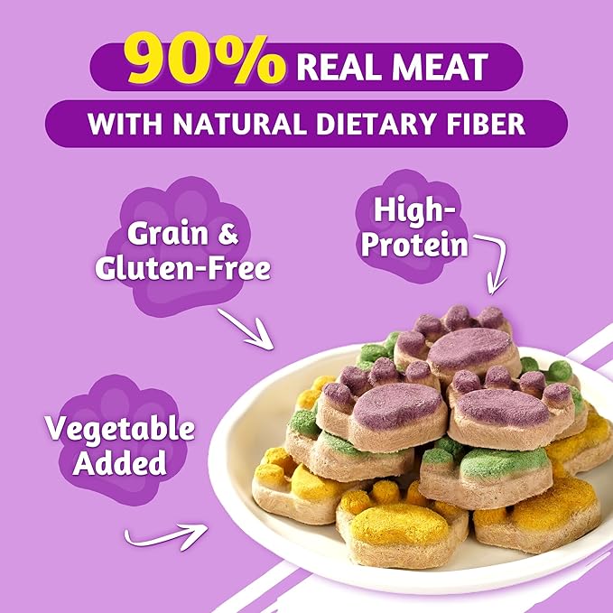 Just Try 6.35 oz Freeze Dried Cat Paw Treats Healthy Dog Training Treats High Protein Chicken Cat Snacks Low Calorie Pumpkin Treats Supports Immunity & Gut Healthy