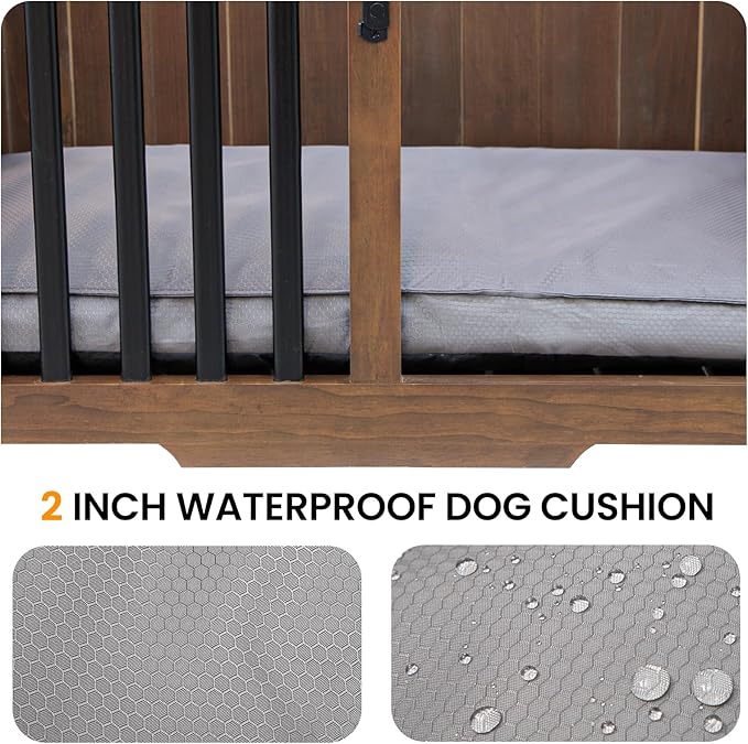 Wooden Dog Crate Furniture,Foldable and Portable Dog Kennel Furniture Indoor,Decorative Dog Crate End Table No Assembly.(Medium,Maroon)