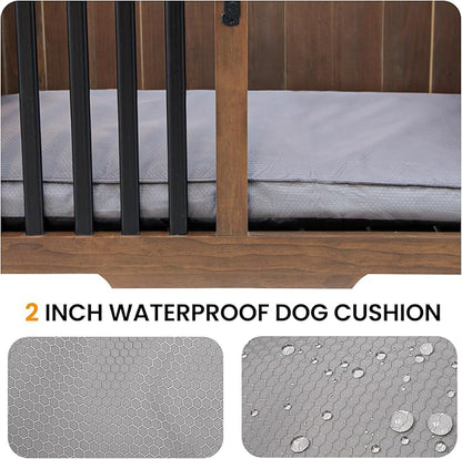 Wooden Dog Crate Furniture,Foldable and Portable Dog Kennel Furniture Indoor,Decorative Dog Crate End Table No Assembly.(Small,Maroon)