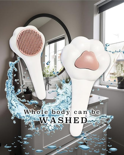 Pet hair brush, Cat grooming brush Dog hair brush pet grooming self cleaning slicker brush for dogs cats puppy rabbit, Cat brush grooming gently removes loose undercoat Paw design brush