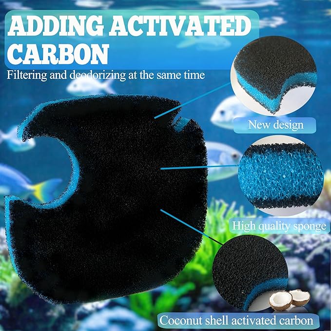 NEWKE 12 Pack Upgraded Canister Filter Pads for AMOSIJOY 172/225/265GPH Aquarium External Filter, Replacement Pads for PONDFORSE Canister Filter (4 3in1 Coarse Filter Pads & 8 White Floss)