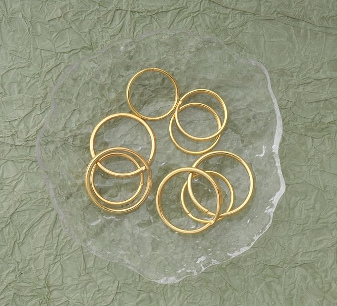 5 Pcs Dog Tag Clips with 5 Pcs 3/4 Inch Keychain 5 Pcs 1 Inch Keychain MultiPurpose Metal Dog Tag Rings for Pet Kitten Cat Collars ID Holder Harnesses (Gold)