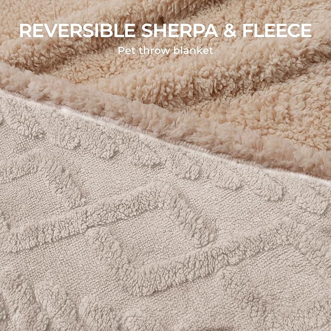 Waterproof Pet Blanket, Liquid Pee Proof Dog Blankets for Sofa Bed Couch, Reversible Sherpa Fleece Furniture Protector Cover for Small Medium Large Dogs Cats,Beige-Thicken Mediumï¼57" x 40"ï¼