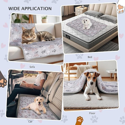 BVAGSS 6 Pack Small Dog Blanket, Super Soft Warm Pet Cover Blankets, Paw Print Puppy Fleece Flannel Blanket for Small Medium Dogs and Cats MW003