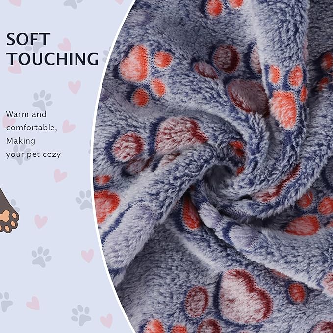BVAGSS 6 Pack Small Dog Blanket, Super Soft Warm Pet Cover Blankets, Paw Print Puppy Fleece Flannel Blanket for Small Medium Dogs and Cats MW003