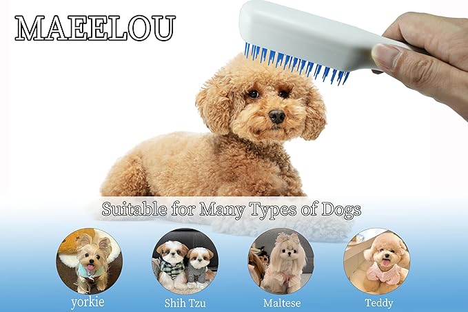 Stretchable Puppy Brush ï¼ Soft Dog Brush - Gentle Grooming Brush for Small Dogs, Perfect for Yorkie, Shih Tzu, Maltipoo ï¼_og Hair Remover Brush (White)