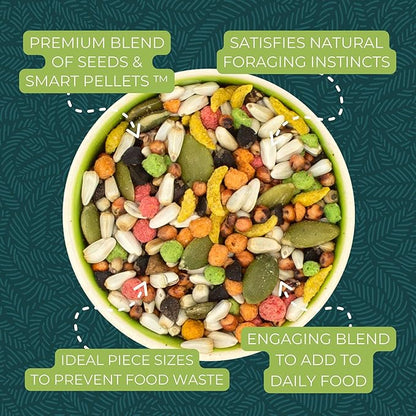 ZuPreem Sensible Seed Bird Food, Parrot, Conure, Caique, African Grey, Eclectus, Small Cockatoo, Seed and Pellet Blend for Medium Large Birds (ML, 2 lbs)