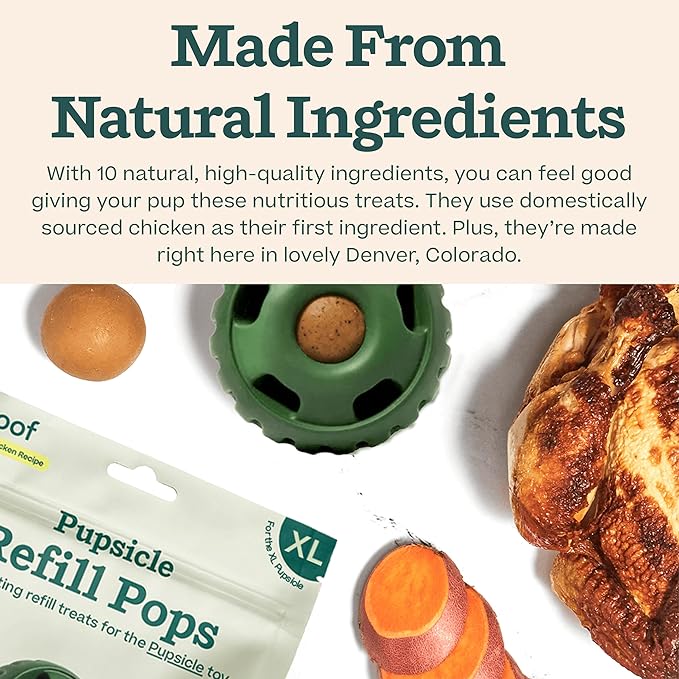 WOOF Pupsicle Refill Pops, Delicious Long Lasting Dog Treats, Pre-Made Pupsicle Refills for Dogs, Wholesome Ingredients, Low-Mess Chicken Pet Treats - XL Pops - 5 Count