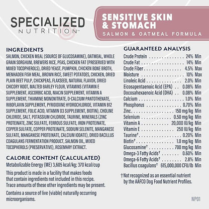 Natural Balance Specialized Nutrition Dry Dog Food with Salmon and Oatmeal for Dogs, Sensitive Skin & Stomach Dog Food, Natural Ingredients with Added Vitamins & Minerals - 22 lbs