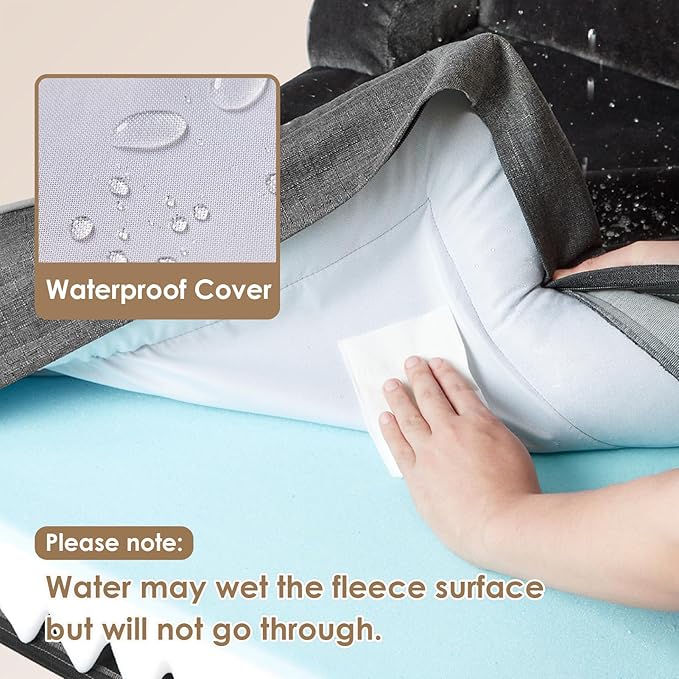 EHEYCIGA Orthopedic Dog Bed for Small Dogs, Waterproof Memory Foam Small Dog Beds with Sides, Non-Slip Bottom and Egg-Crate Foam Medium Dog Couch Bed with Washable Removable Cover, Dark Grey