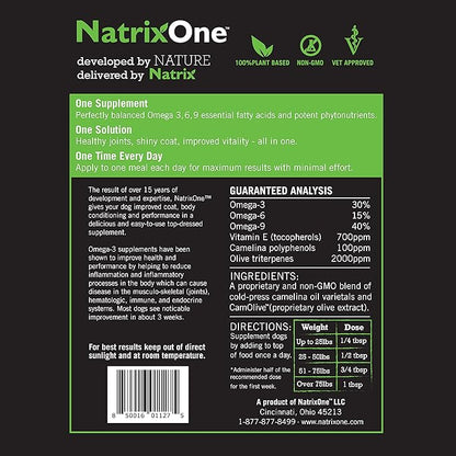 100% Pure Camelina Oil for Dogs, 8 oz - Dog Skin and Coat Supplement All-Natural Supplements, Support Hearts, Joints, Coats, Skin and Anti-inflammatory, Protective Care - Omega 3 by NatrixOne