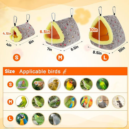 MEWTOGO Small Warm Bird Nest House - Cozy Bird Bed for Cage with Mat, Hanging Hammock Shed Hideaway Hut for Lovebirds Lineolated Parakeets Canaries Zebra Finches Society Finches Parrotlets