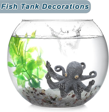 Fish Tank Decor, Octopus Aquarium Ornament, Funny Octopus Fish Tank Decorations, Resin Fish Tank Decoration, Black