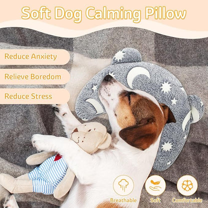 Dog Calming Pillow Dog Pillow, Soft Dog Neck Pillow Glow in The Dark Anxiety Relief U-Shaped Pet Pillow for Dogs Sleep, Pet Calming Toy Dog Bed Pillow for Joint Relief Sleeping Improve