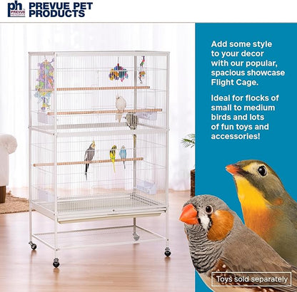 Prevue Pet Products Wrought Iron Flight Cage with Stand, Large Birdcage for Pets, Metal Cage Standing Birdcage, Chalk White