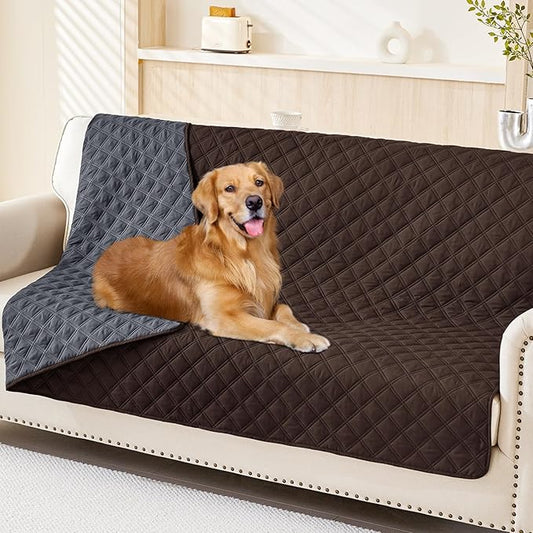 Smiry Waterproof Dog Blanket, Reversible Dog Bed Cover Pet Blanket, Soft Couch Cover for Dogs Washable, Bed Couch Sofa Furniture Protector for Puppy Cat Kids (52"x82", Chocolate/Dark Grey)