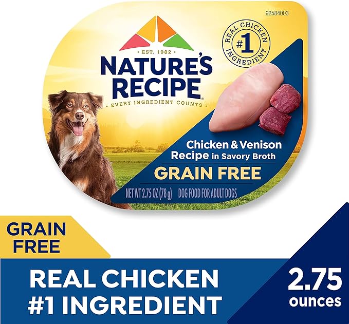 Nature_ Recipe Grain Free Wet Dog Food, Chicken & Venison Recipe, 2.75 Ounce Cup (Pack of 12)