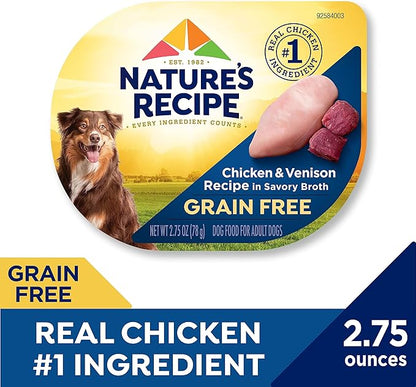 Nature_ Recipe Grain Free Wet Dog Food, Chicken & Venison Recipe, 2.75 Ounce Cup (Pack of 12)