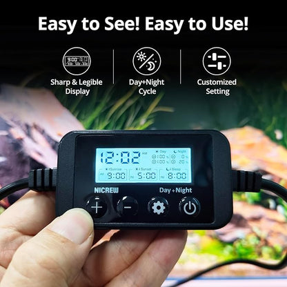 NICREW C10 Plants LED Aquarium Light, 24-30 in, 16 Watts, Full Spectrum Fish Tank Light with Timer, Day and Night Cycle, Brightness Adjustable
