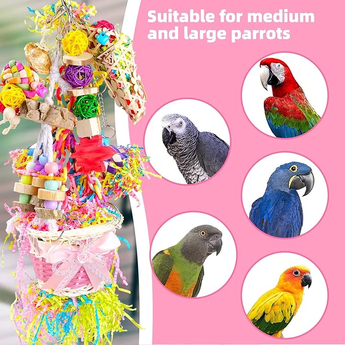 Bird Toys Foraging Toys Chewing Toy Colorful Foraging Shredder Climbing Ladder, Small and Medium-Sized Parrot, Love Bird, Tiger Skin Parrot Accessories(6PCS)