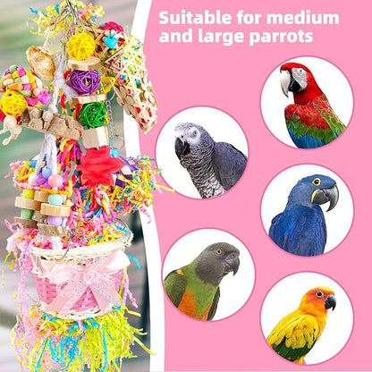 Bird Toys Foraging Toys Chewing Toy Colorful Foraging Shredder Climbing Ladder, Small and Medium-Sized Parrot, Love Bird, Tiger Skin Parrot Accessories(6PCS)