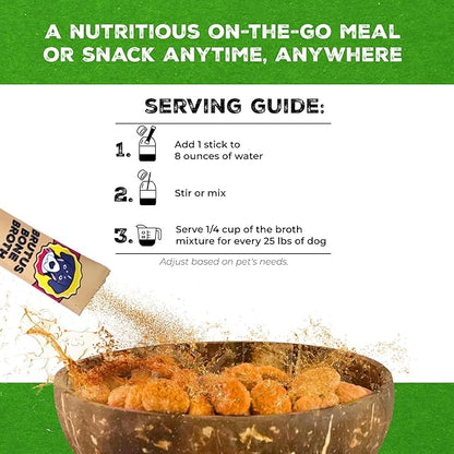 Brutus Bone Broth for Dogs - Bone Broth Powder with Chondroitin Glucosamine & Turmeric - Human Grade Dog Food Toppers for Dry Food & Picky Eaters - 5 Stick (Chicken)