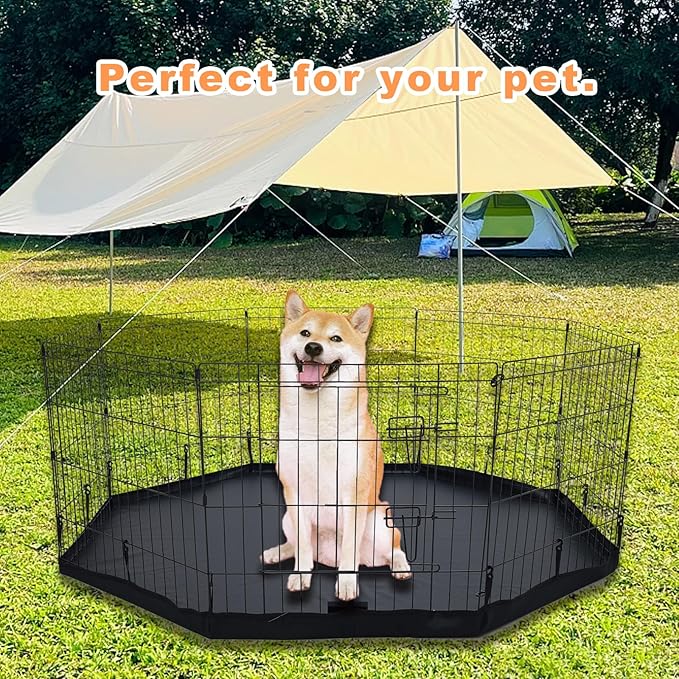 Dog Playpen Bottom Pad/Top Cover,[Playpen Not Included !!!] Octagon Playpen Kennel Cover,Playpen Cover for Pets,Leak-Proof and Easy to Clean.Suitable for Metal 8 Plate Fence 24 inch Pet Pen Cover.