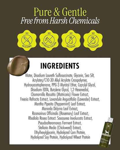 Relief Mud Shampoo for Dogs | Soothing, Hypoallergenic, Tearless Deodorizing Dog Shampoo w/Nourishing Extracts | for Dogs & Puppies (16.9 fl oz)