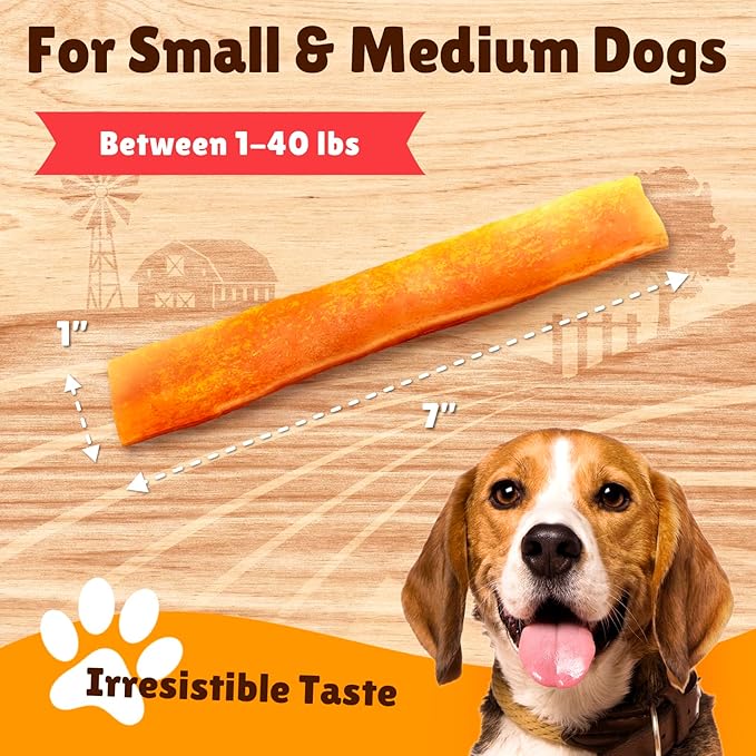 Gootoe Turkey Tendon Dog Treats  100% USA-Sourced, Natural Snack, Premium Training Chews, Hypoallergenic, Reseal Value Bags, Size for Medium Dogs, 7 Inch Slice 3oz/Pack