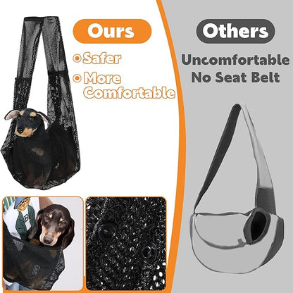 MABOZOO Mesh Pet Sling Carrier for Small Dogs, Breathable Dog Carrier Sling Cat Sling, Front Facing Puppy Pouch Travel Safe Sling Bag for Small & Medium Dogs, Cats, Pets