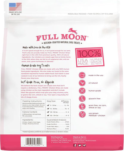 Full Moon Chicken Strips Healthy All Natural Dog Treats Human Grade Made in USA Grain Free, 1.5 Pound (Pack of 2)