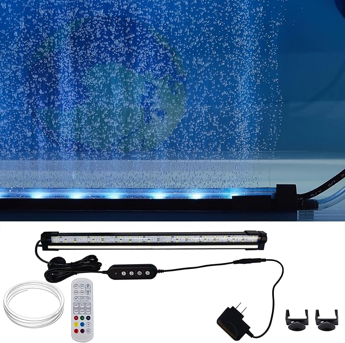 Carefree Fish Aquarium 24/7 Mode Timer Submersible LED Light Full Spectrum CRI 82~85 Tank Underwater Light & Nanometer Materials Air Stone 3Ft Tubing Waterproof Rating IP68 (No Included Air Pump)