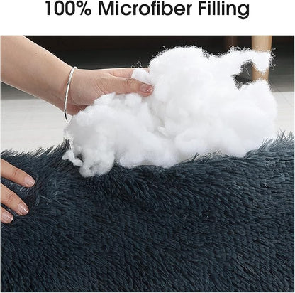 HOMBYS 25" Length Dog Pillows for Large and Medium Dogs, Soft Faux Fur Claming Dog Nek Pillow for Improving Anxiety Reduce, Machine Washable Pet Pillow for Cats, Plush Pet Toy (Dark Grey, 25"x8"x4")