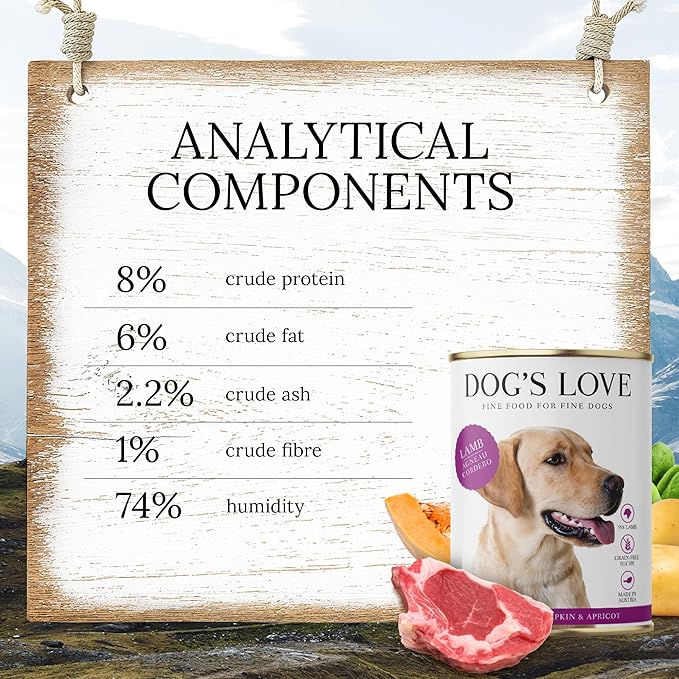 DOG'S LOVE Single Protein, Limited Ingredients, Ethically Sourced, Grain Free Wet Dog Food - Canned Soft Dog Food, Grain Free Dog Food for Your Dog - Premium Can Dog Food | 6 cans (14.1 Oz, Lamb)