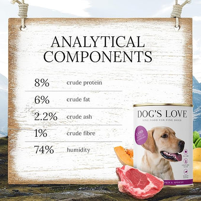 DOG'S LOVE Single Protein, Limited Ingredients, Ethically Sourced, Grain Free Wet Dog Food - Canned Soft Dog Food, Grain Free Dog Food for Your Dog - Premium Can Dog Food | 6 cans (14.1 Oz, Lamb)