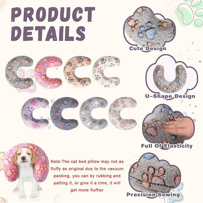 Suzile 8 Pcs Pillow for Cats Dog Neck Pillows Puppy Cat Bed Soft Pillow Fluffy Pet Calming Pillow Half Donut U Shaped Pet Neck Pillow Training Pillow Joint Relief Cervical Protection(Large)