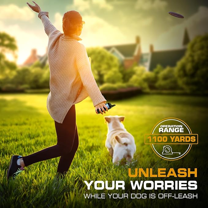 INVIROX Dog Training Collar for Large Dog X2 [2025 Edition] 123 Levels Dog E Collars 1100yd Range, 100% Waterproof, Rechargeable Electric Dog Collars for Medium Dogs, E Collar for Large Dogs