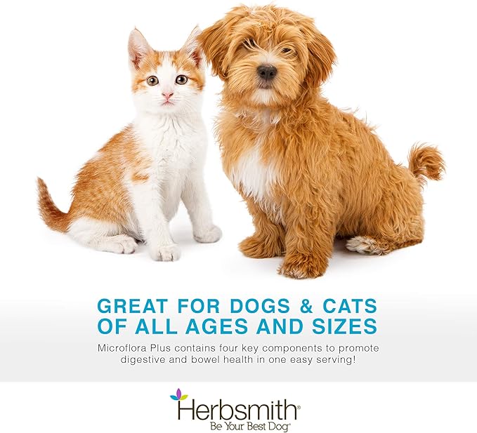 Herbsmith Microflora Plus  Dog Digestion Aid _robiotics and Digestive Enzymes for Dogs  Prebiotic for Dogs  120 Capsules